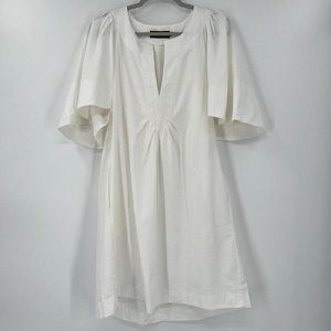 Pomander Place Tuckernuck Women's White Finley Flutter Sleeve Dress Linen sz XS